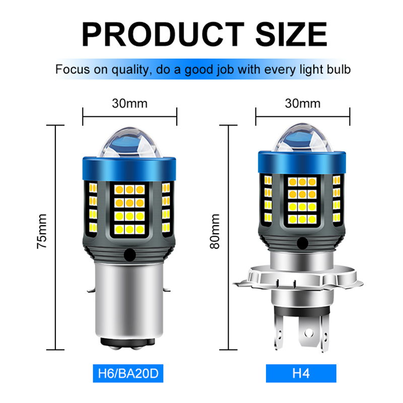 LED Canbus Lampu Depan Motor T19 P15D H4 BA20D Sepeda Motor H6 Led Moto Bohlam AC DC 12V 24V Lensa Putih kuning Hi Lo Lampu Skuter