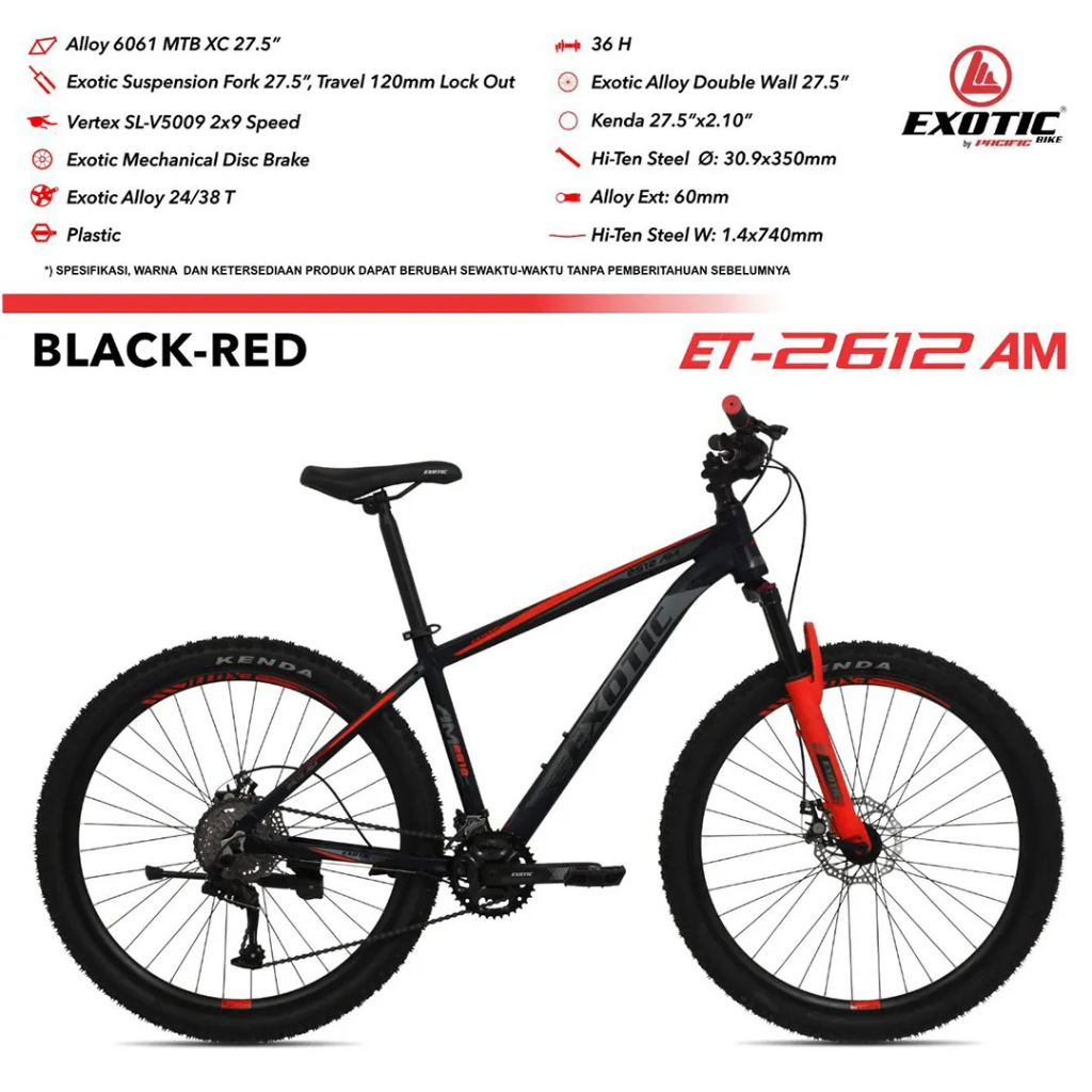 SEPEDA GUNUNG MTB 26 DAN 27.5 INCH EXOTIC 2612 AM