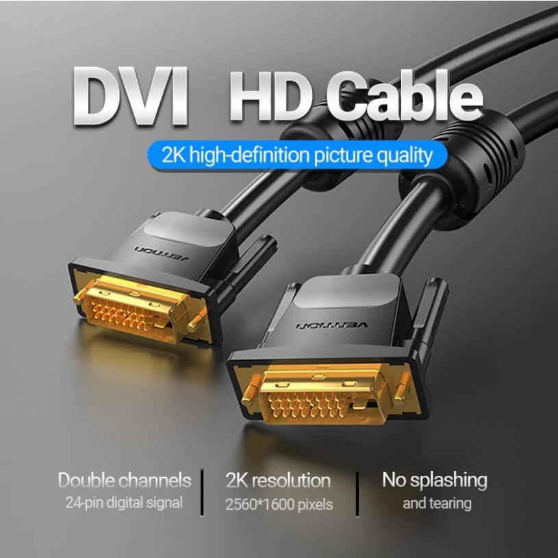 Vention Kabel DVI Male to DVI Male Dual Link Cable Monitor Komputer 20M 25M 30M