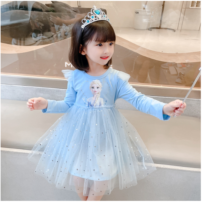 babyfit dress princess 3-8thn lengan panjang renda rok tutu import ds-0605