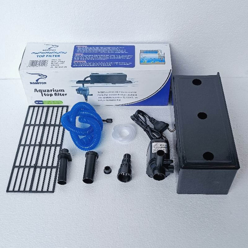 TOP FILTER ROSSTON RS 1200 + KAPAS mesin pompa ph filter box atas waterpump aquarium water pump celup saringan kolam akuarium full set fullset komplit lengkap BONUS KAPAS