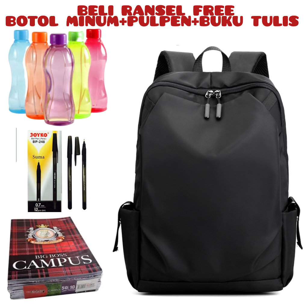 JS_Tas Ransel Laptop Kerja Sekolah Pria Anti Air Bahan Longcham Premium Stylish Fashionable