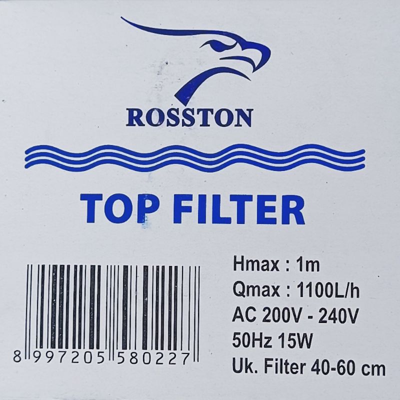 TOP FILTER ROSSTON RS 1200 + KAPAS mesin pompa ph filter box atas waterpump aquarium water pump celup saringan kolam akuarium full set fullset komplit lengkap BONUS KAPAS