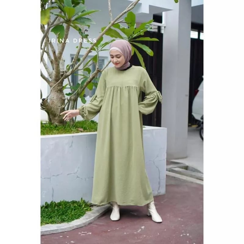 IRINA DRESS (SR 0012) Dress wanita polos katun rayon busui friendly LD 120 CM