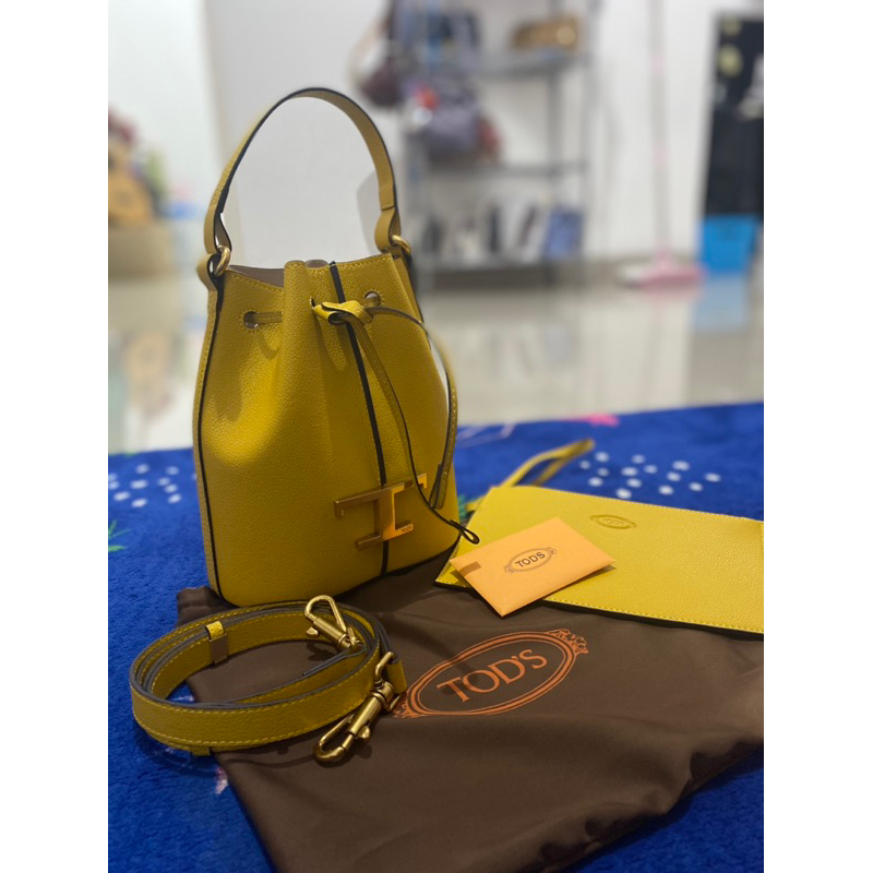 Tods drawsting bag original leather