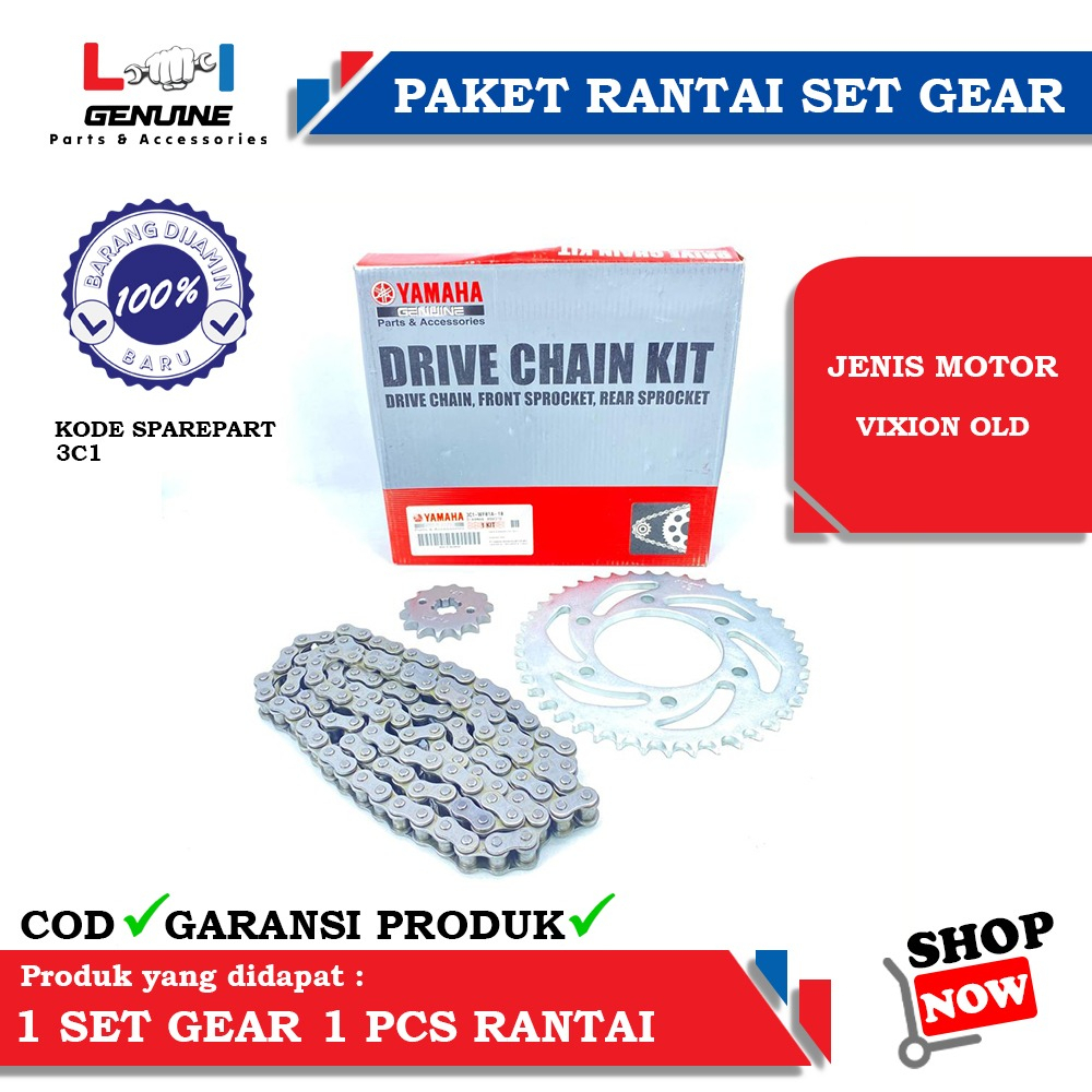 -LOI- GEAR SET RANTAI YAMAHA VIXION LAMA OLD 3C1