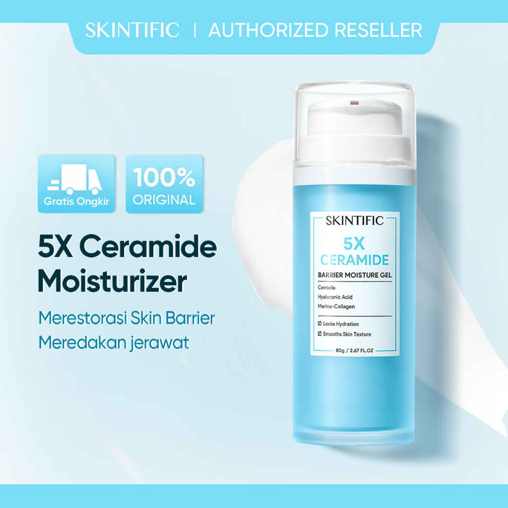 SKINTIFIC 5X Ceramide Barrier Repair Moisture Gel 80g Facial Moisturizer Face Cream Day Night Cream Pelembab Wajah Krim Wajah Barrier Moisturizer [BPOM]