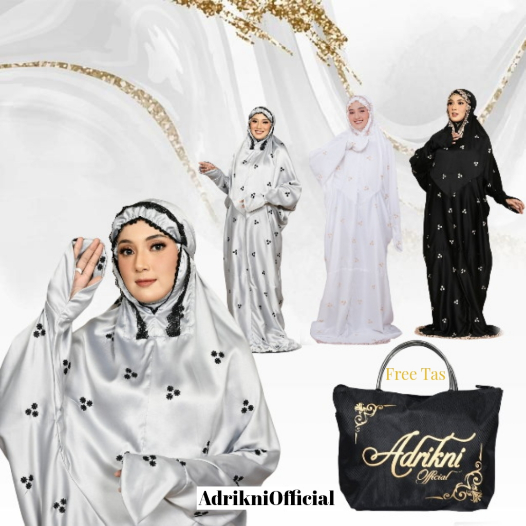 ADRIKNI - Free Tas Mukena Terusan Dewasa Sutra Velvet Bordir Jasmine