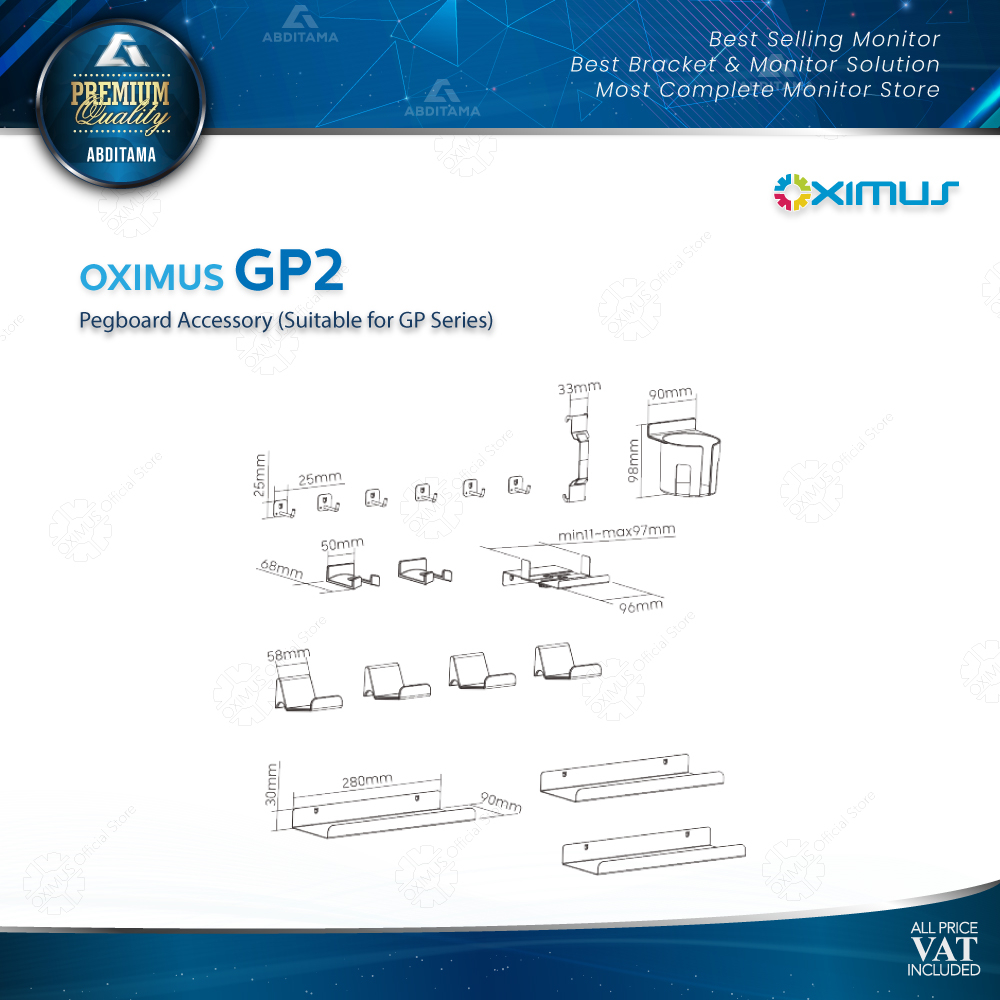 Aksesories Papan berlubang Pegboard DIY untuk GP series Oximus GP2 1Set