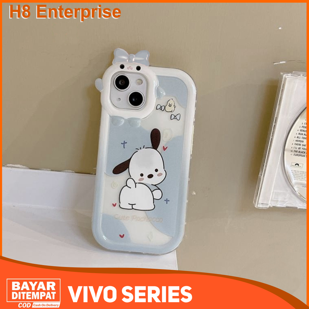 Case Vivo T1 Pro 5G Y12 Y15 Y17 Y30 Y30i Y50 Y91C Y93 Casing Cute Pochacco 3D Camera Monster Character Silicon Premium