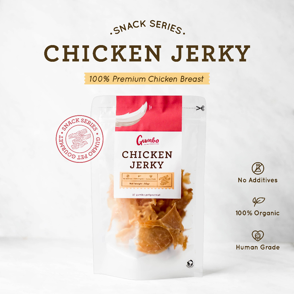 GUMBO Chicken Breast Jerky Dog Treats - Cemilan Snack Dada Ayam 50gr