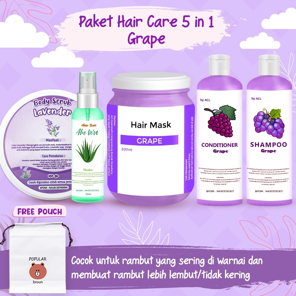 [BPOM] PAKET HAIR CARE 5 IN1/PAKET HEMAT HAIR CARE/HAMPERS HAIR MASK FREE POUCH