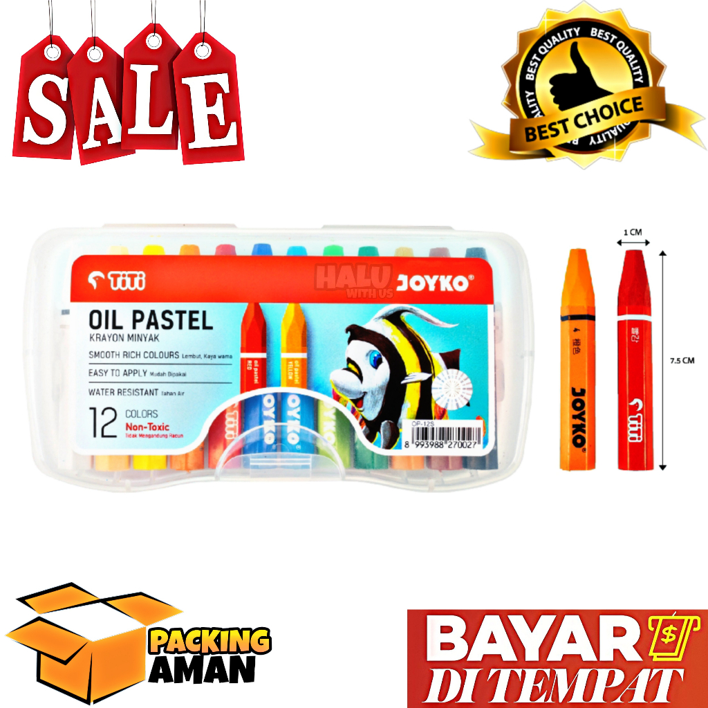 

(BISA COD) PROMO 1 Set Oil Pastel Crayon / Krayon Minyak / Alat Mewarnai Joyko TiTi OP-12S 12 Warna Colors