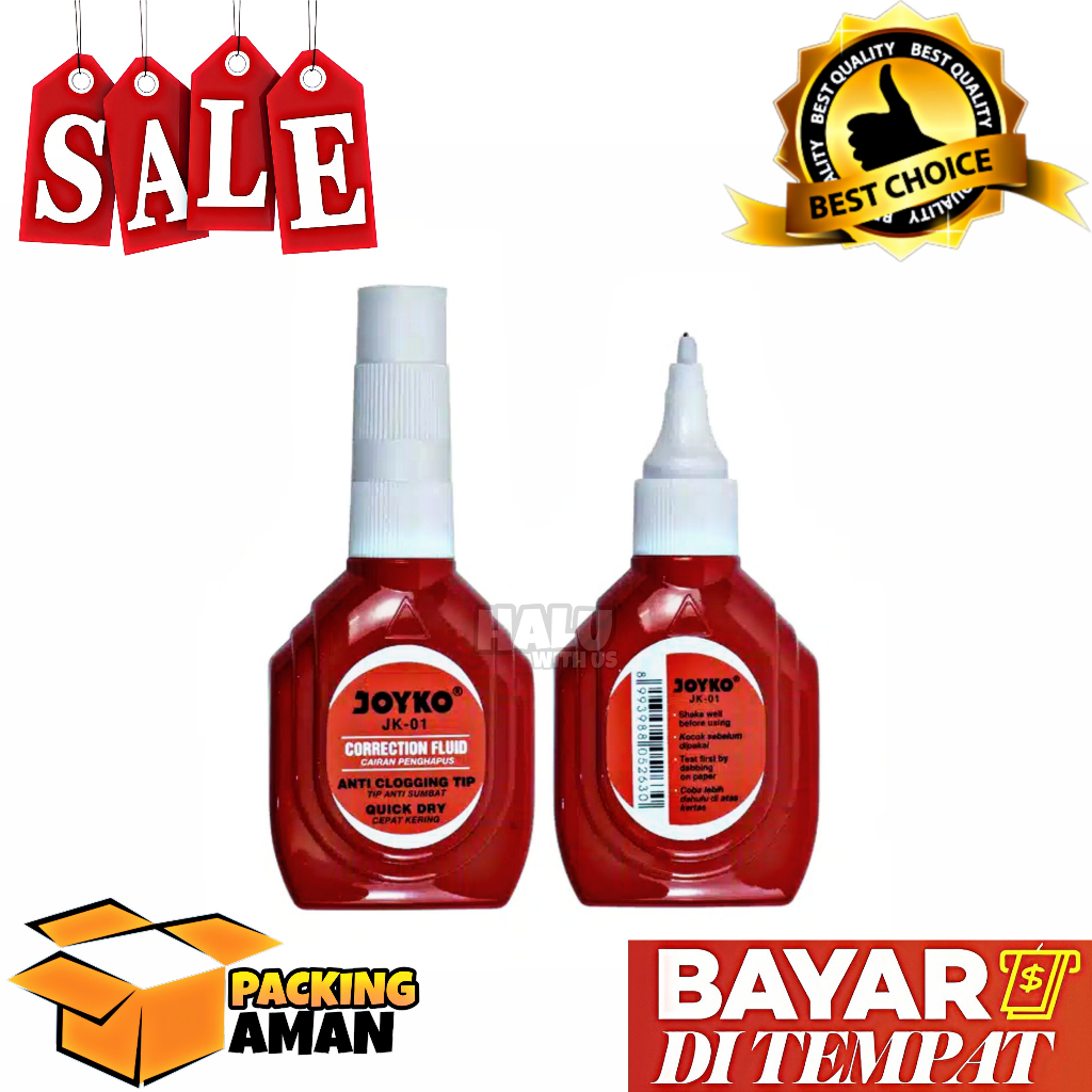 

(BISA COD) PROMO 1 Pcs Correction Fluid / Cairan Koreksi / Penghapus Cair / Tip Ex / Tip X Joyko JK-01