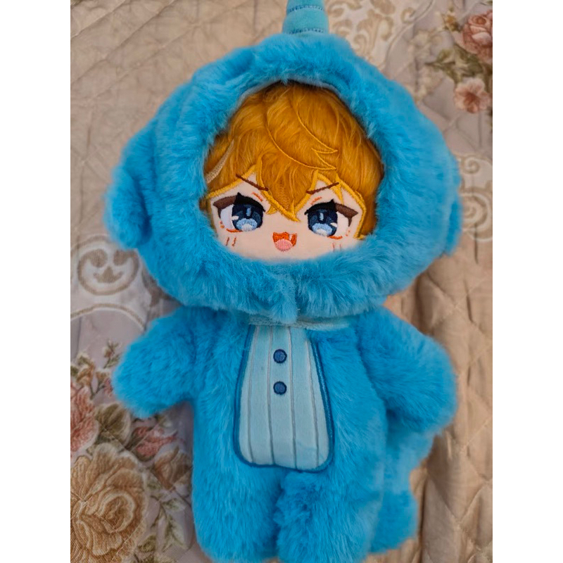 ready stock childe tartaglia 20cm doll set onesie narwhal