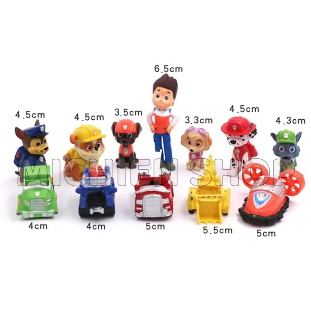 ACTION FIGURE PAW PATROL SET ISI 12 PCS MAINAN TOPPER CAKE PAJANGAN