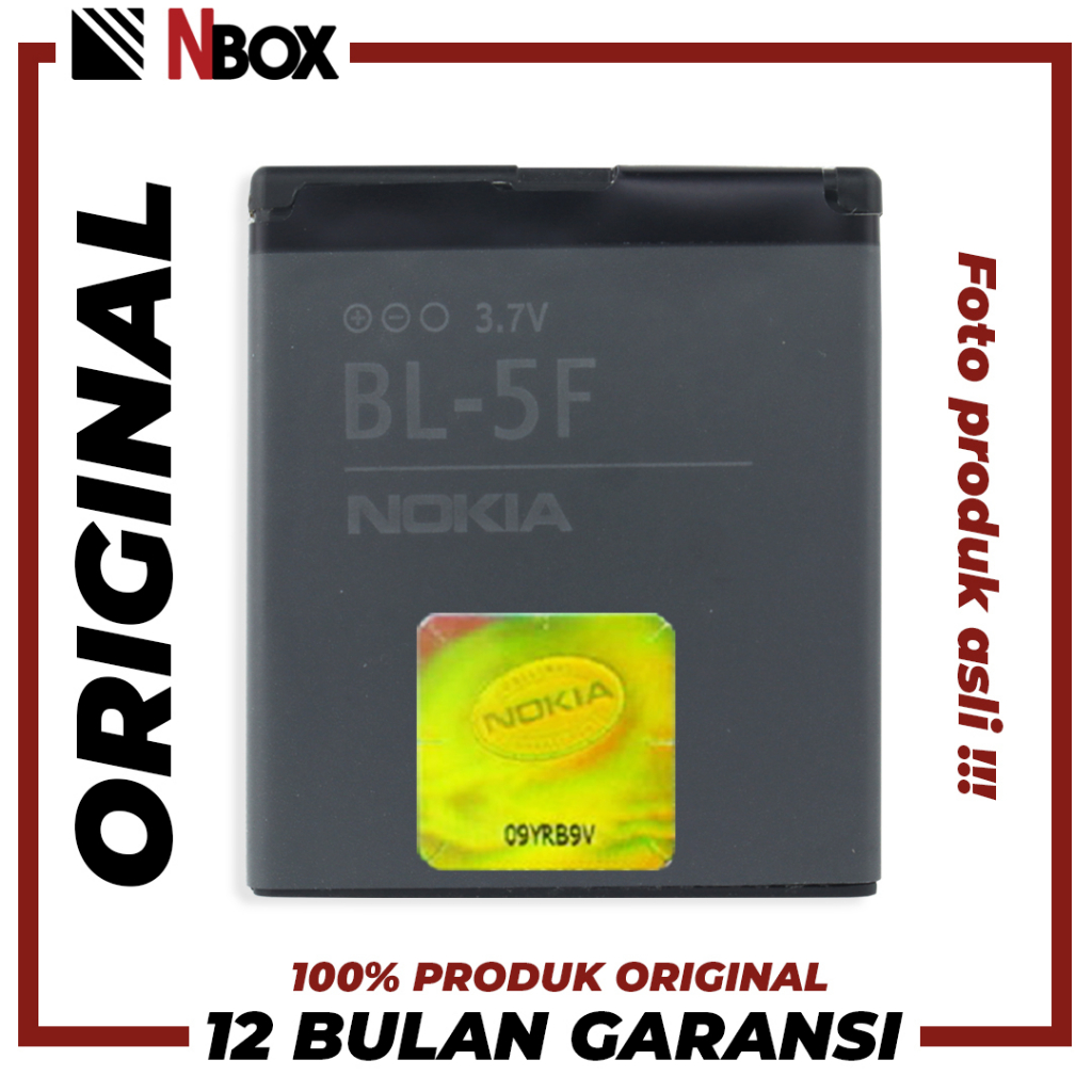 GARANSI 100% ORIGINAL] Baterai  Nokia N95 / N93I / E65 / N96 / N98 / N79 / C5 01 / BL 5F Batrai Bate