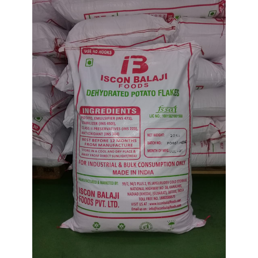 

Tepung Kentang Potato Flakes Kasar Iscon Balaji 1sak / 20kg Halal Murah Berkualitas Khusus Pengiriman INSTANT Gojek Grab