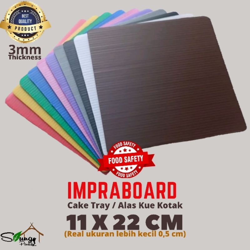 [Whispers] Alas Kue / Tatakan Kue Kotak Persegi 3mm 11 x 22 cm / 22x11 cm Cake Board Cake Tray Cake