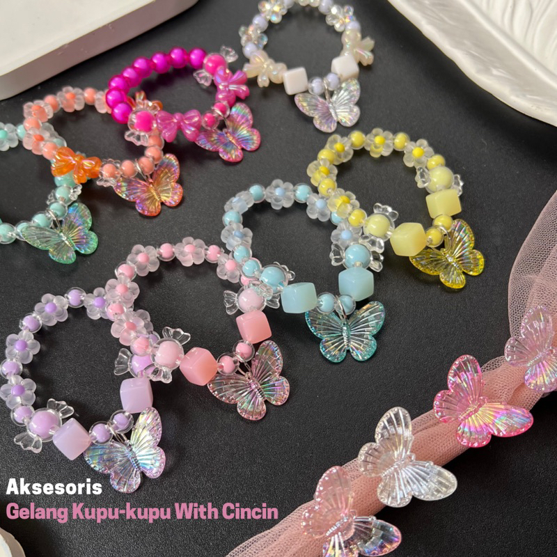GELANG KUPU-KUPU HADIAH UNTUK ANAK | GELANG CINCIN ANAK LIONTIN KUPU-KUPU