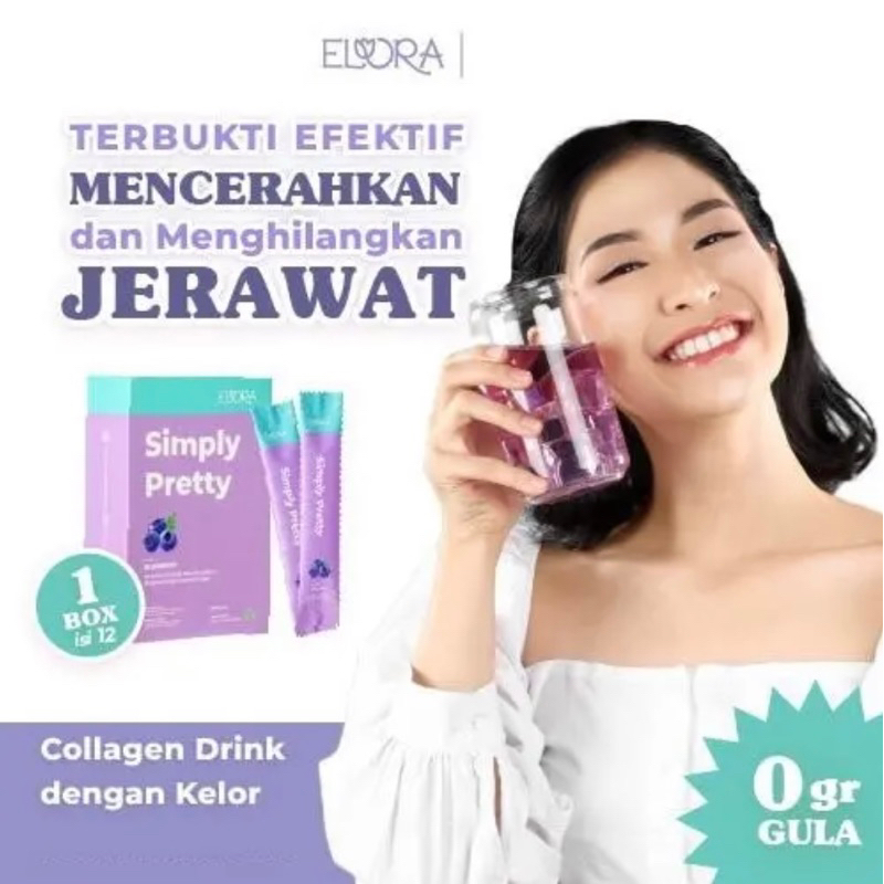 Elora Collagen Drink 1 Box (12 Sachet) | Glutathione Pemutih Kulit Glowing | Obat Minum Penghilang J