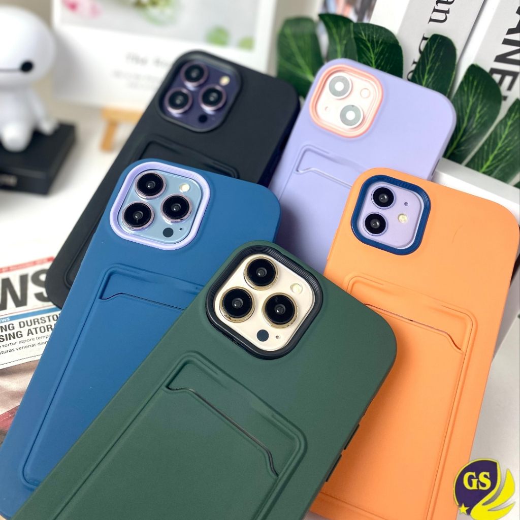 (1) Case 3 in 1 DUAL COLOR Silicone Pocket Matte With Bumper Full Cover Slot Or Card holder 6 6S 6G + 7 8 PLUS 7+ 8+ SE 2020 X XS MAX XR 11 12 13 14 PRO MAX