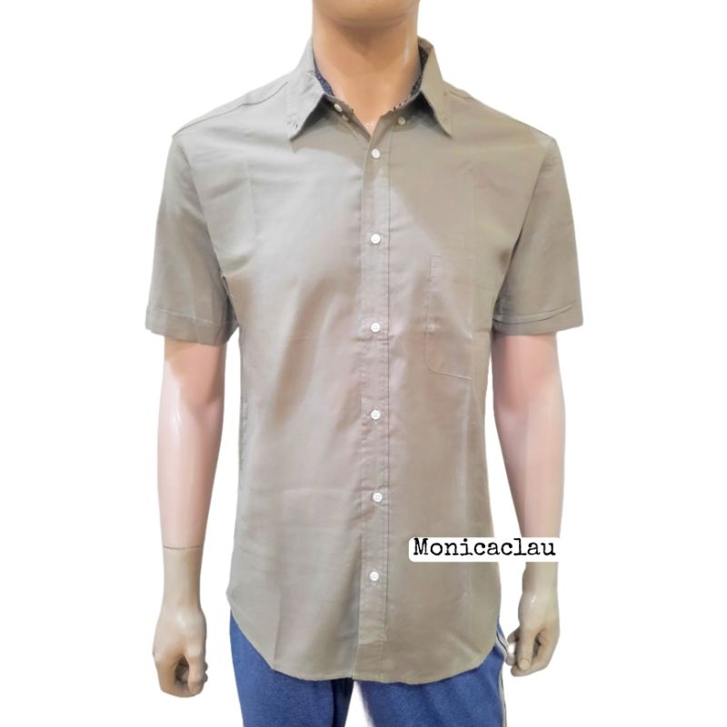 Kemeja Pria Poshboy Original Netania Basic Shirt Katun Khaki