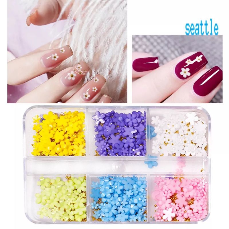 Ornamen Bunga 3D Untuk Dekorasi Nail Art Charms