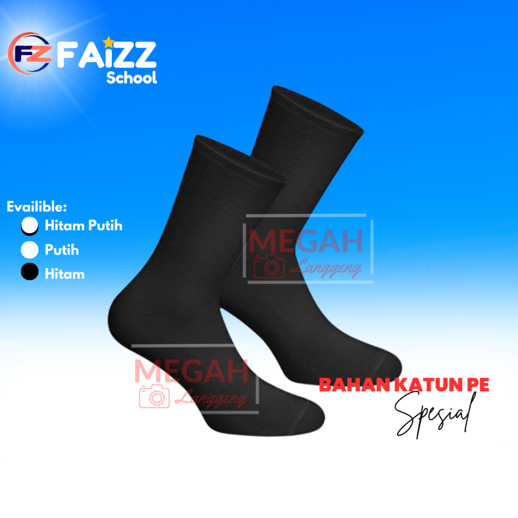 Kaos Kaki Sekolah Hitam Putih SD SMP SMA PE Premium - Faizz Socks - Kaos kaki sd putih hitam premium - Kaos kaki hitam polos smp - kaos kaki putih hitam anak sd, kaos kaki hitam polos sma, kaos kaki sd hitam polos, kaos kaki smp hitam panjang