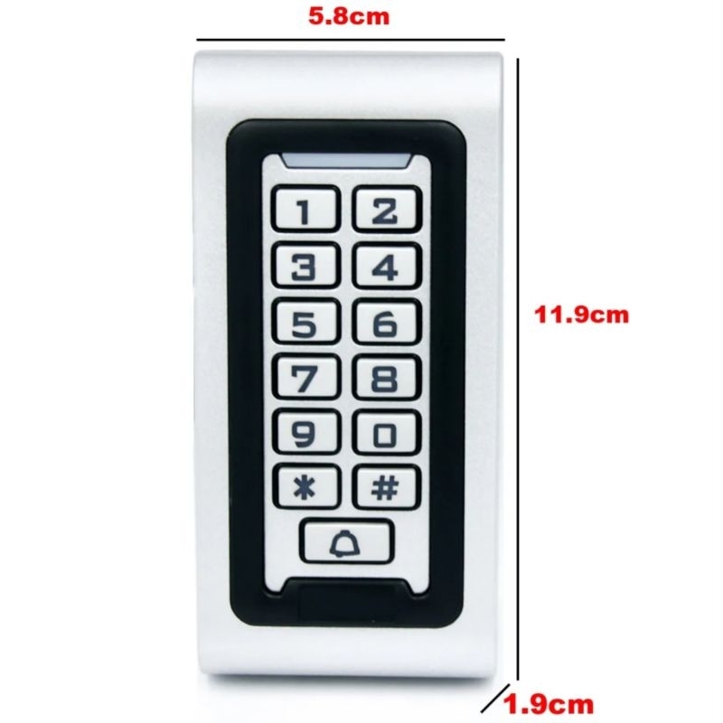 Wateproof Access Control RFID 13.56mhz IC Mifare Metal Keypad 2000user Pin, card, card + pin Output Wiegand ( Panjang )