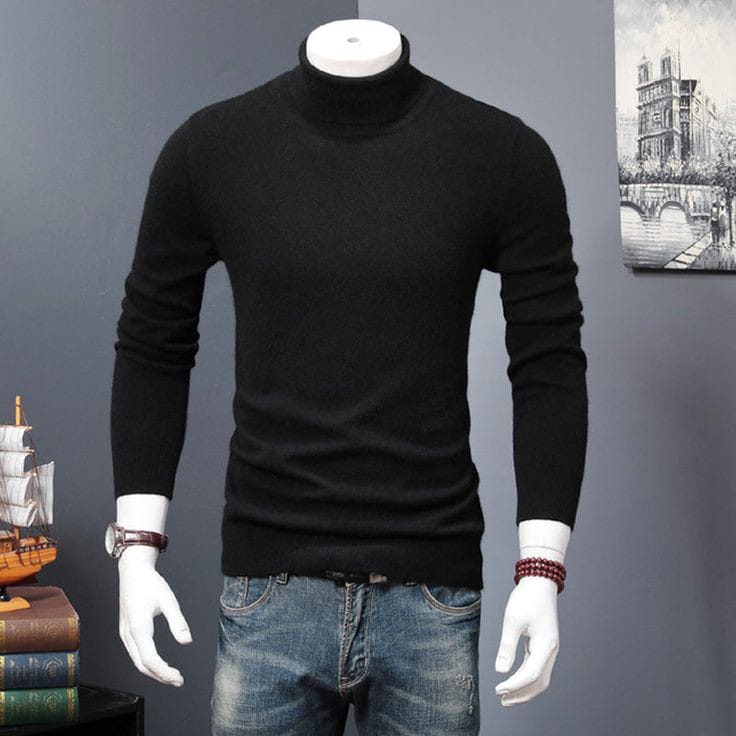 Sweater Rajut Pria | Sweater Rajut Kerah Tinggi Polos | Sweater Rajut Turleneck Premium Quality