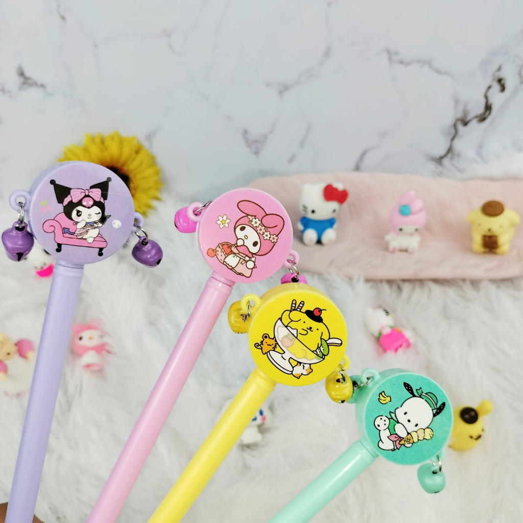 Pen Gel Sanrio Lonceng Unik Lucu / Pulpen Sanrio Bel Cute harga Kuromi Purin Melody Murah Limited Edition Kualitas Terbaik Favorit Anak Bisa Grosir dan COD