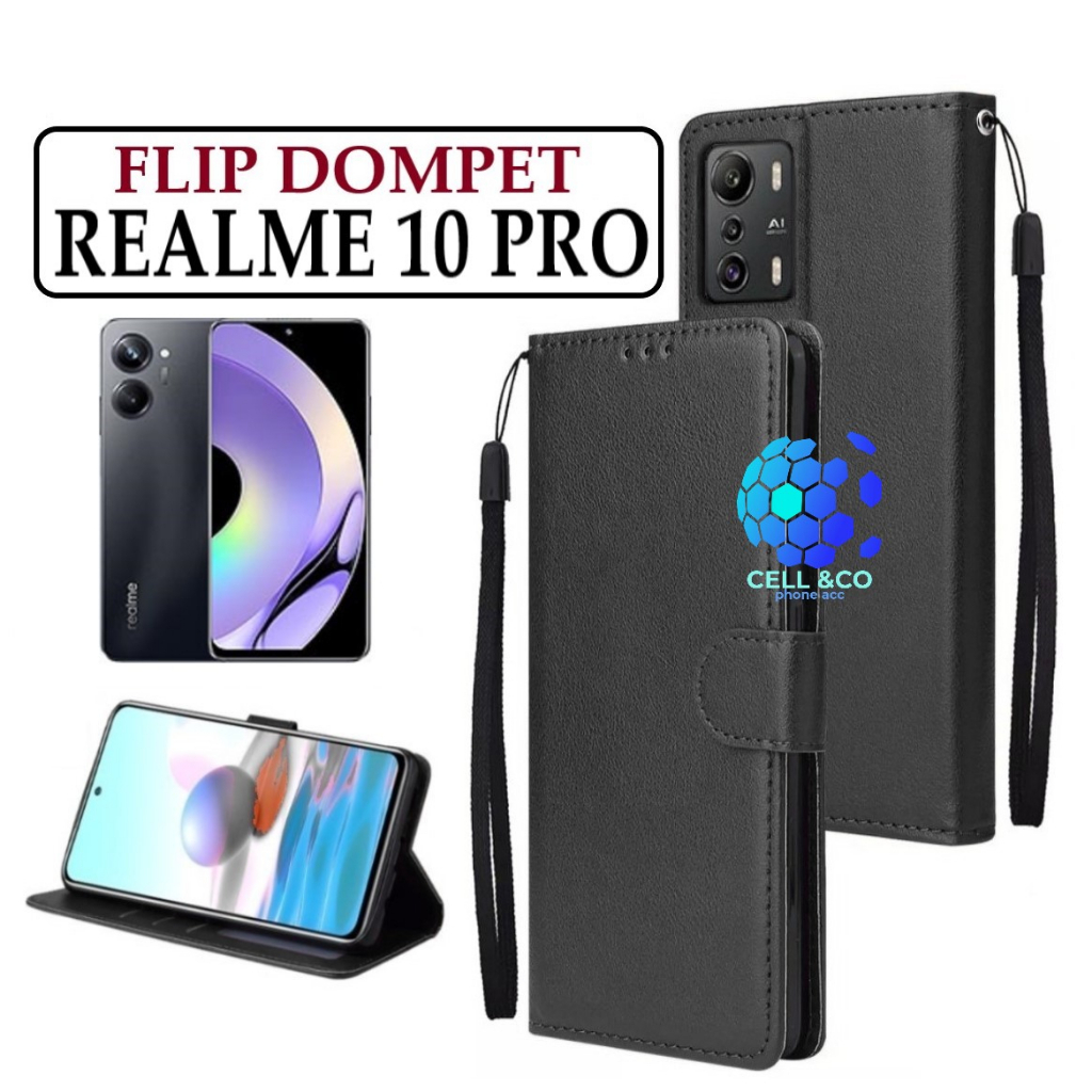 FLIP COVER REALME 10 PRO LEATHER WALLET PREMIUM FLIP CASE BUKA TUTUP KESING HP CASING FLIP CASE WALLET