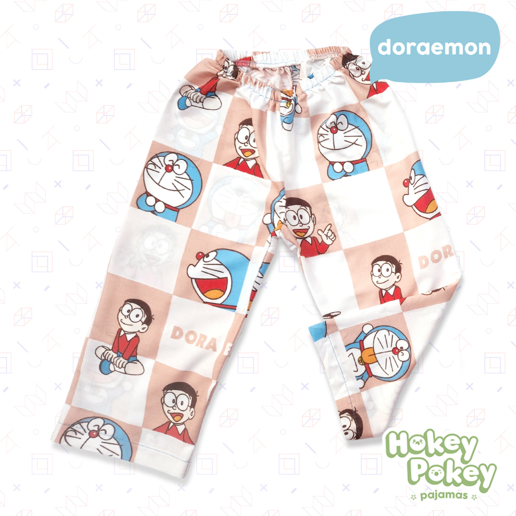 Setelan Baju Tidur Piyama Anak Laki Laki Perempuan Tanpa Kerah Motif Doraemon