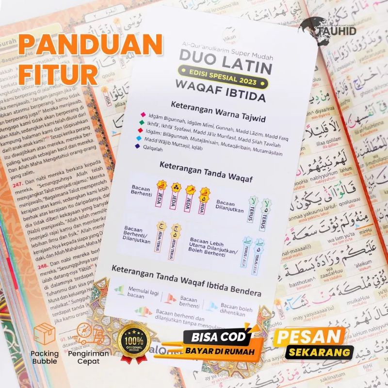 Alquran A4 Duo Latin Almadrasah Terjemahan | Terjemah Perkata Tajwid Warna | Al Quran Alqosbah TERBARU