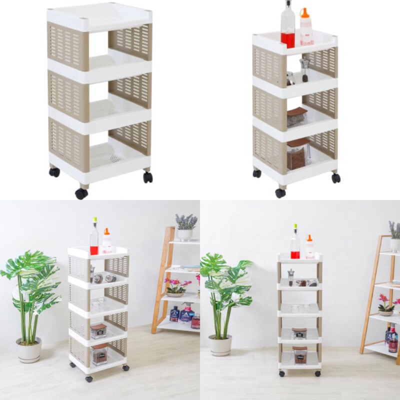 KRISHOME RAK TROLI  PLASTIK PENYIMPANAN SERBAGUNA 4 &amp; 5 TINGKAT KREM/ACE HARDWARE RACK 4-5 LAYER KREM