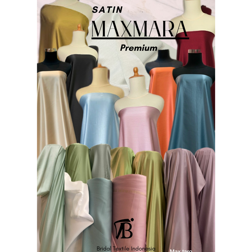 Bahan Kain Furing Satin Maxmara Original Premium Lux Luxury Warna Merah Ungu Taro Sage Biru Broken W