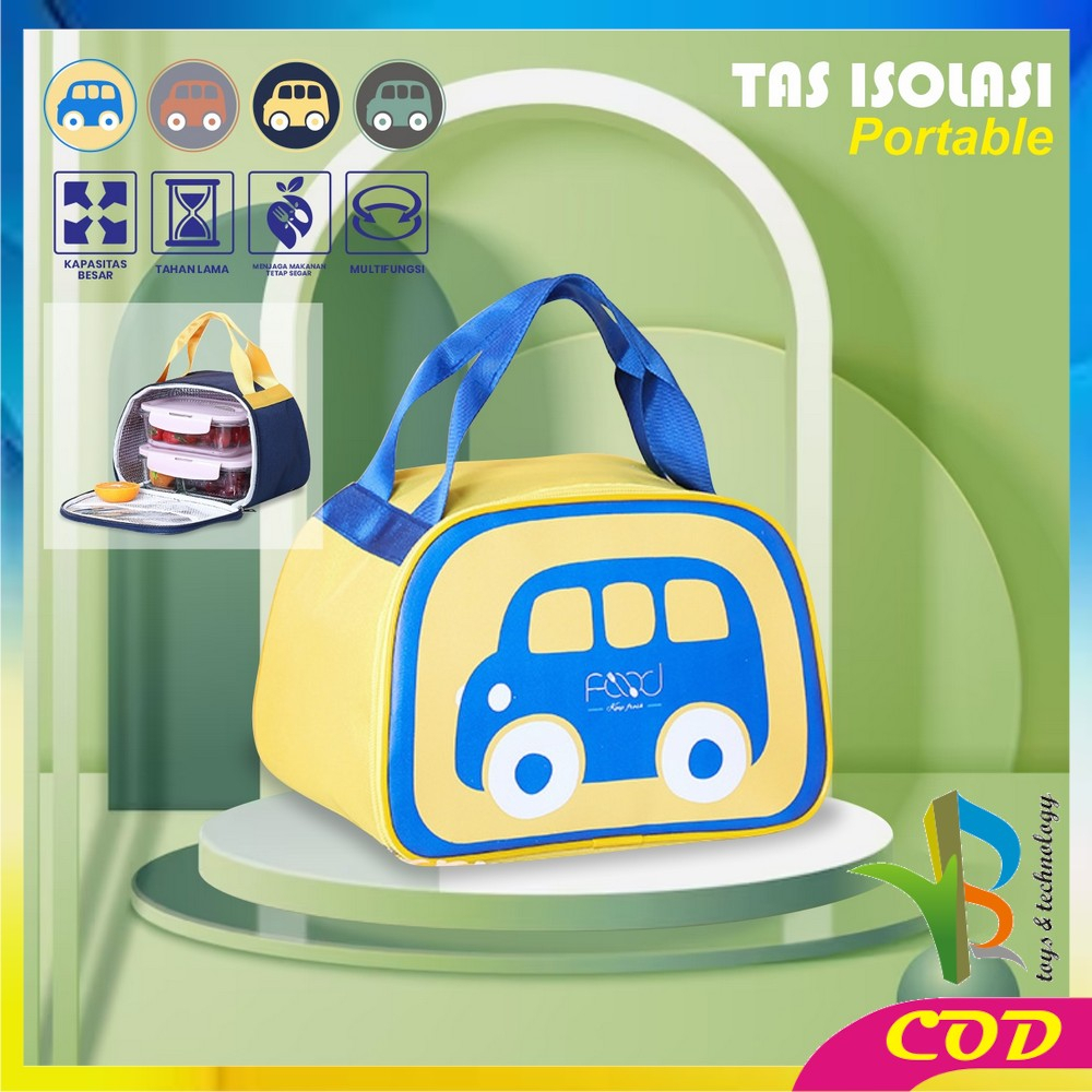 RB-T46 Tas Lunch Box Makan Siang Cooler Bag Karakter Mobil Tahan Panas Portable / Tas Bekal Lunch Bag Tas Tempat Bekal Organizer bag