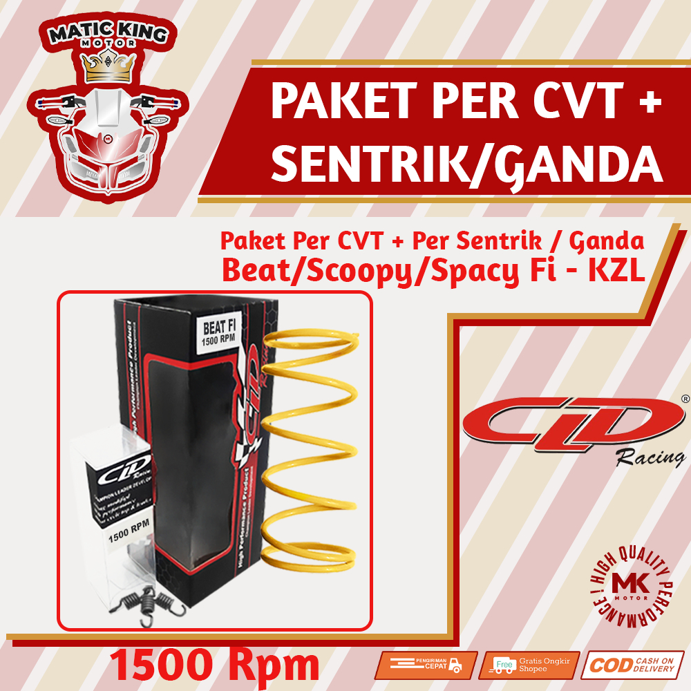 Paket Per CVT Sentrik Ganda Racing Honda Beat Vario Scoopy PCX Genio Deluxe Spacy CLD 1000/1500 RPM
