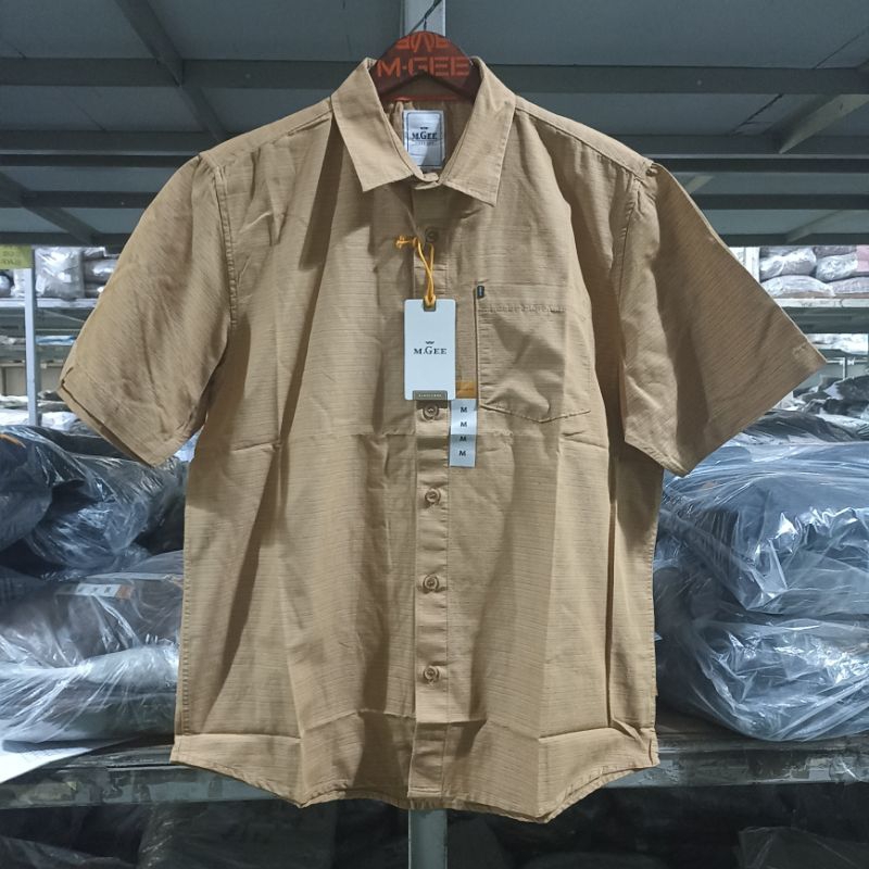 Kemeja lengan pendek motif Original MGEE ALTO C119 YELLOW&BROWN