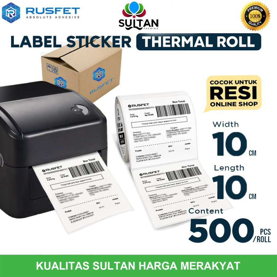 

Label Sticker THERMAL ROLL Barcode Resi Online Shop 10x10cm 500pcs Rusfet