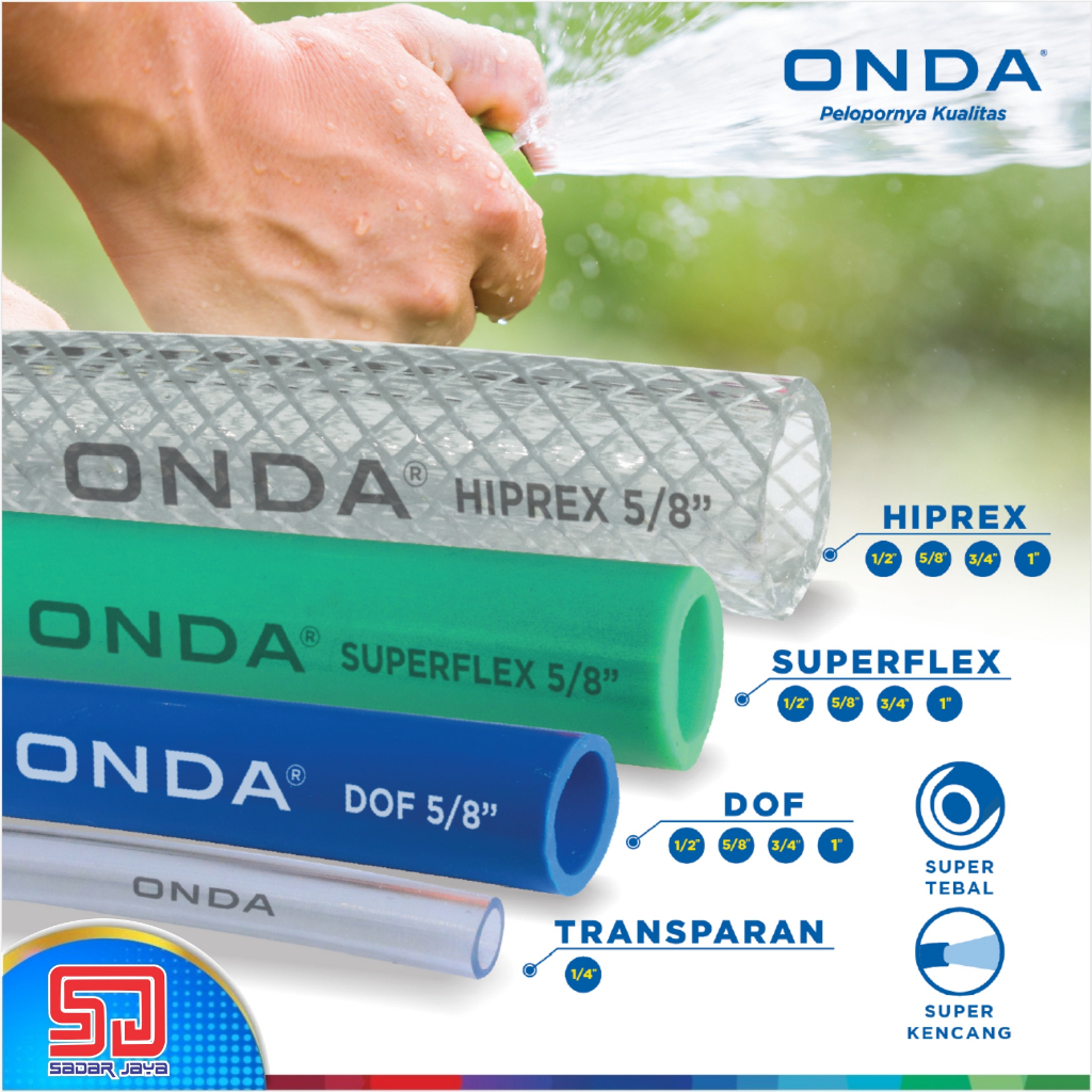 ONDA Hiprex Selang Tebal Berserat 5/8&quot; Slang Air Taman Flexible Lentur Kuat 50 meter