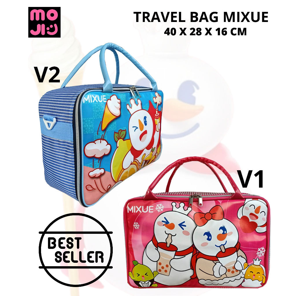 MOJI - Travel Bag Motif Karakter Mixue Tas Selempang Koper Pakaian Cod