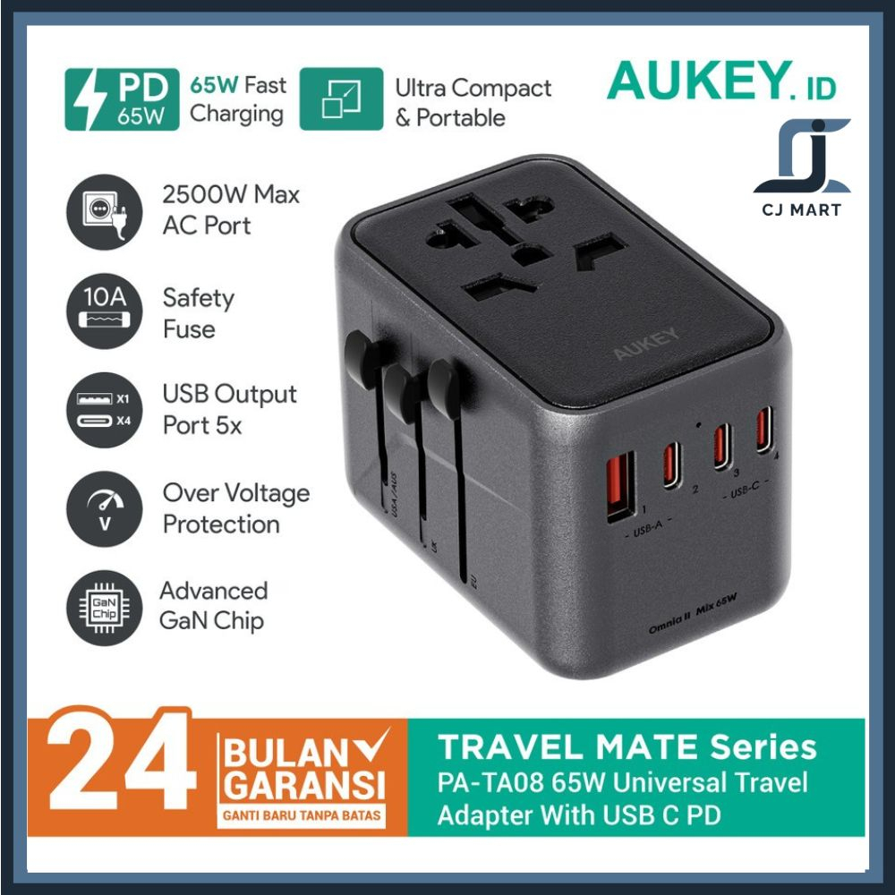 Universal Adapter AUKEY PA-TA08 With USB C PD 65W - 501744