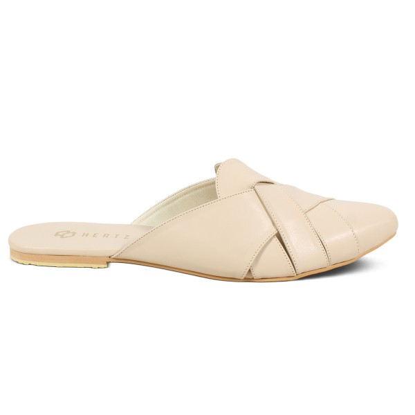 Sandal Bustong Wanita Terbaru H 3797 Brand Hertz Sandal Slip On Santai Jalan Jalan Harga Murah Berkualitas - Krem