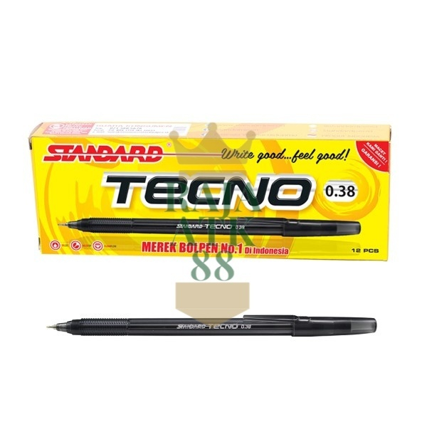 

Bolpen / Ballpoint / Pulpen Standard TECNO 0.38 Hitam - 1 lusin
