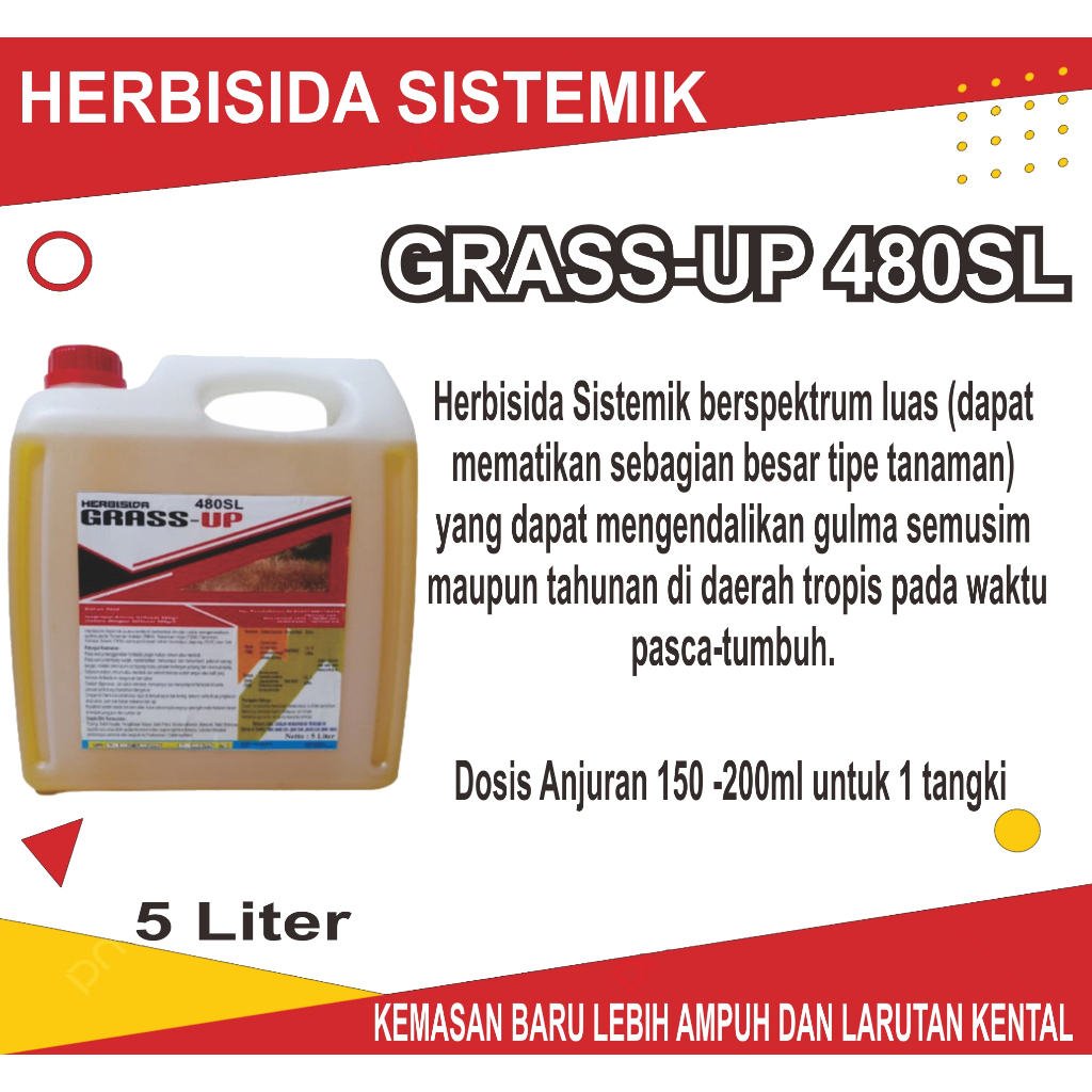 Herbisida Glifosat GRASS-UP 480SL 5Liter Racun Rumput Sistemik