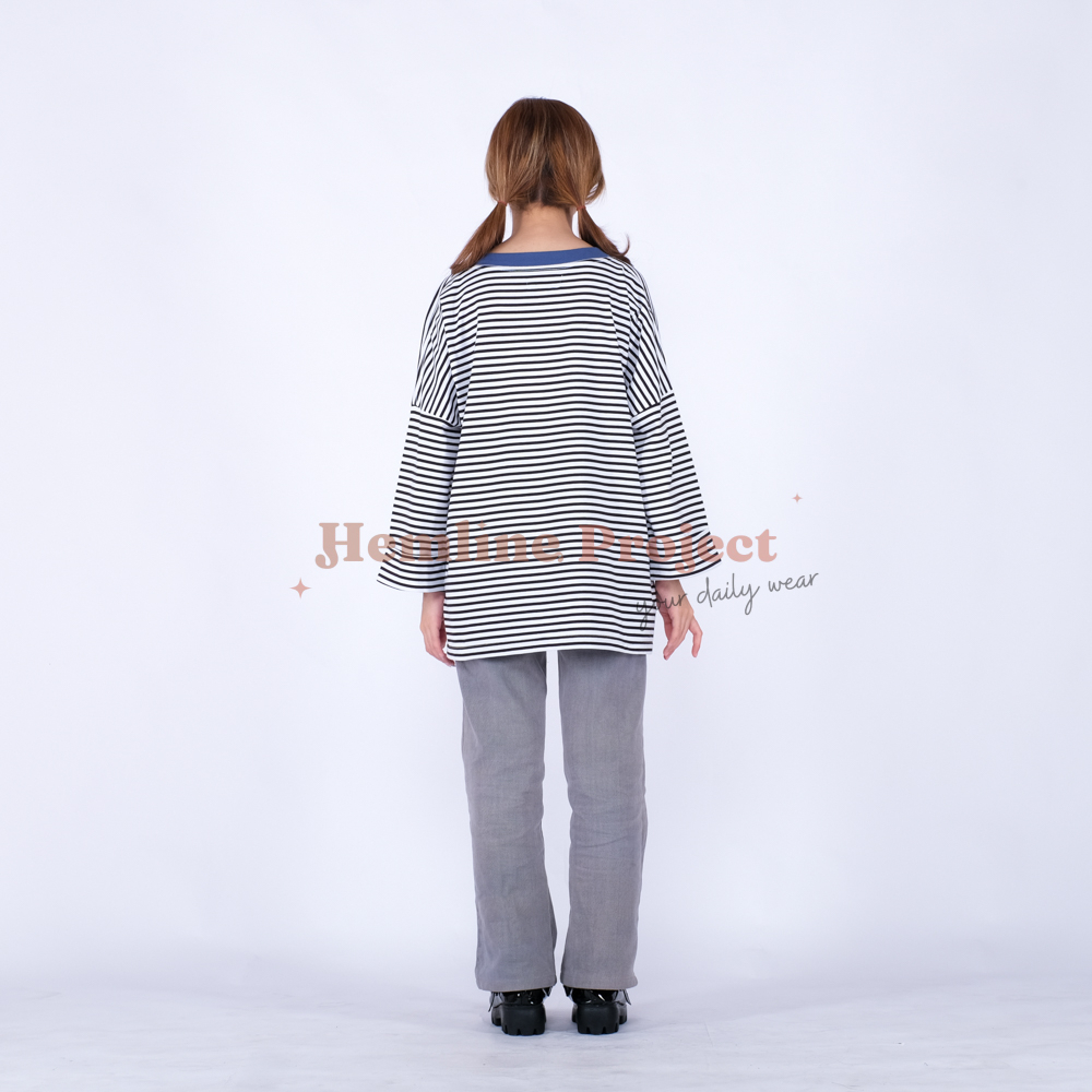 Hanaa Oversized Black Stripe Denim