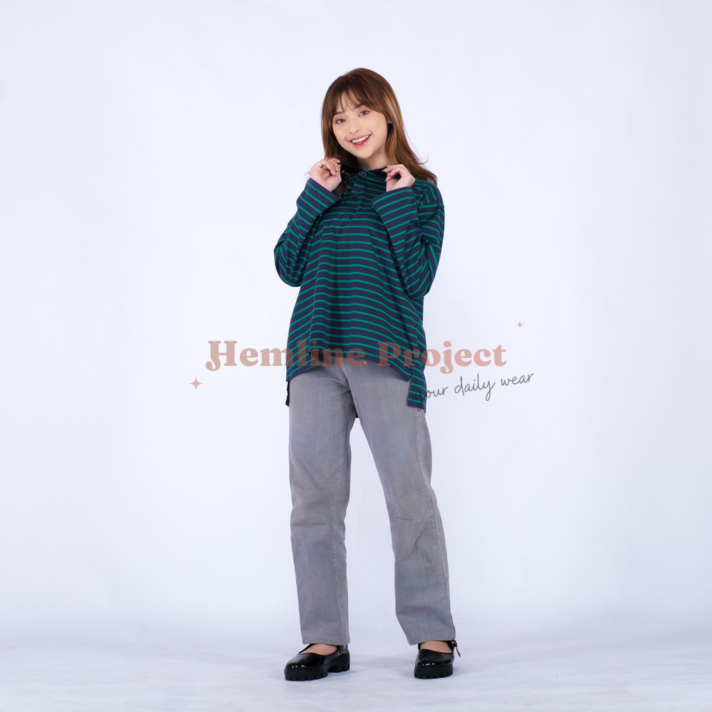 Hara Navy Fuji Oversized Stripe Top