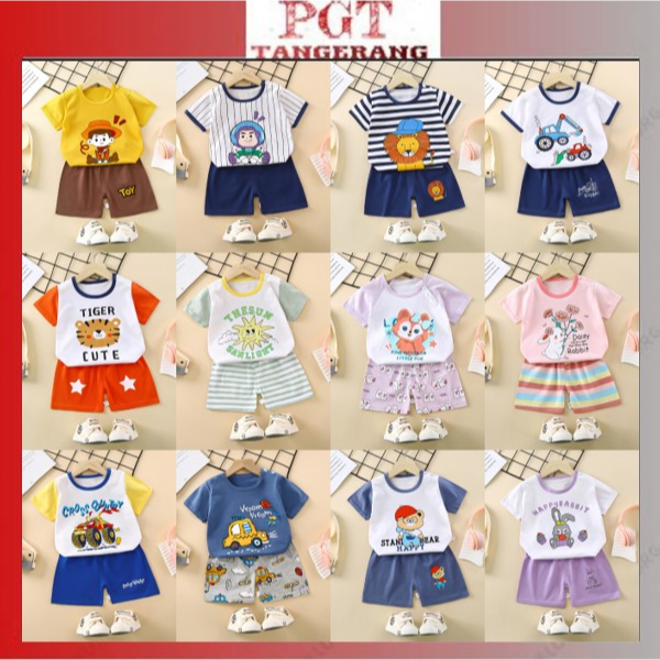 PGT - Setelan Anak 0- 3 Tahun Model 46-56 Baju Setelan Anak Piyama Tidur Pendek Jumper Anak Bayi